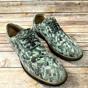 Cole Haan LunarGrand Mens Green Pixel Camouflage Wingtip Oxford Shoes 9.5M